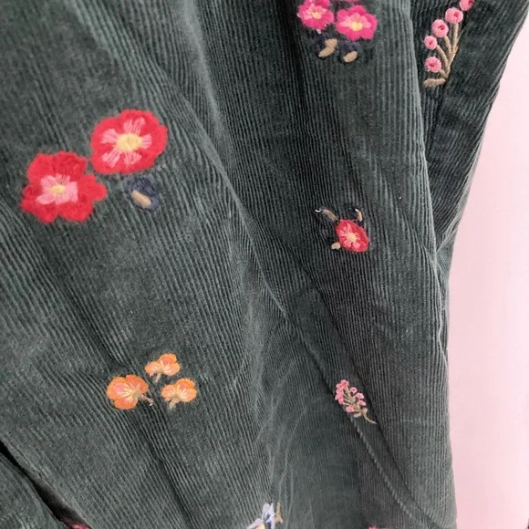 Lucy & Yak Embroidered Evergreen Floral Corduroy Overalls US 18 / UK 22 - Picture 7 of 8